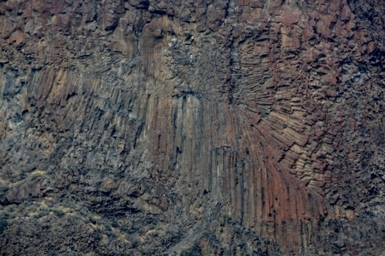 closeup of basalt rockwall